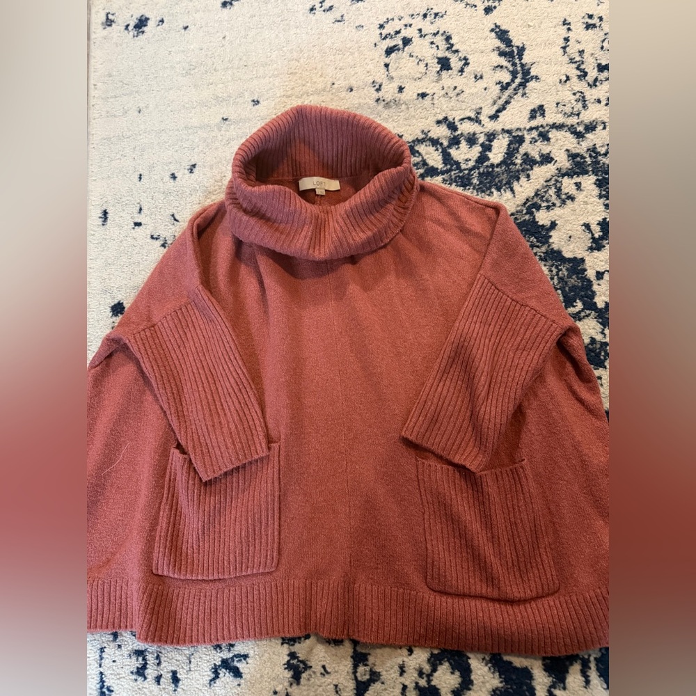 LOFT Rust Sweater Poncho